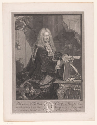 Portrait of Philbert Orry with a letter for the king in his hand, Bernard François Lépicié, 1737 Canvas Print