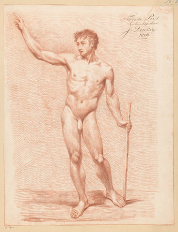 Standing male nude, seen from the front (2nd prize 1816), Johannes Donker, 1816 Canvas Print