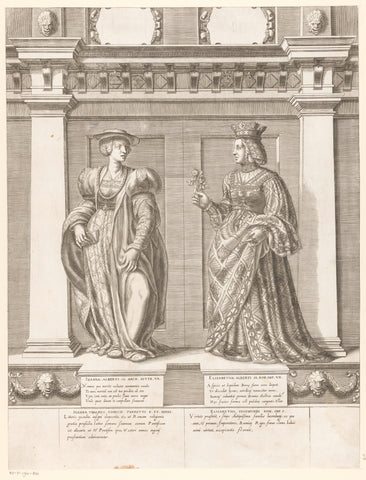 Double portrait of Joanna of Pfirt and Elisabeth of Luxembourg, Gaspare Oselli, 1569 Canvas Print