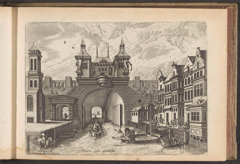 Water gate of a walled city, Johannes or Lucas van Doetechum, 1601 Canvas Print