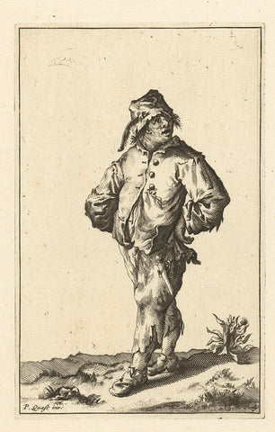 Ragged farmer dressed in rags, Cornelis Danckerts (I), 1613 - 1656 Canvas Print