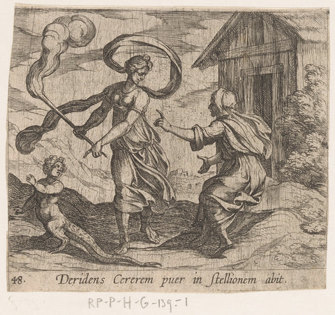 Ceres turns Ascalabus into a lizard, Antonio Tempesta, 1606 - 1638 Canvas Print