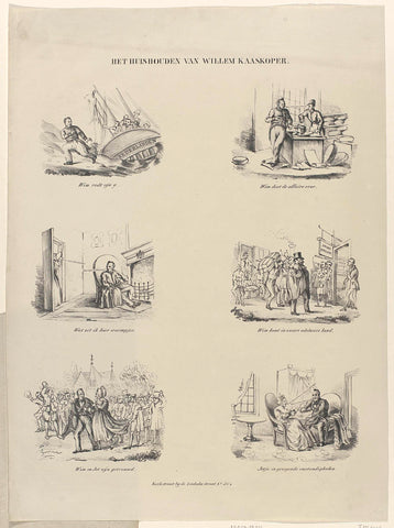 Cartoon on the marriage of former King William I to the Countess d'Oultremont, 1841, anonymous, 1841 Canvas Print