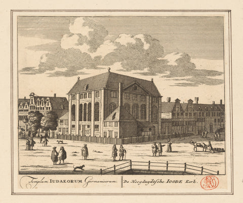 View of the Great Synagogue in Amsterdam, anonymous, 1757 - 1766 Canvas Print