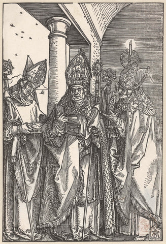 Saint Nicholas, Ulrich of Augsburg and Erasmus, Albrecht Dürer, 1503- 1507 Canvas Print