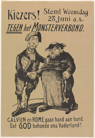 Spotprent tegen het monsterverbond van de christelijke partijen, 1916, anonymous, 1916 Canvas Print