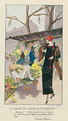 Art - Goût - Beauté, Feuillets de l' élégance féminine, Janvier 1924, No. 41, 4e Année, p. 17: Le Marché aux Fleurs de la Madelein (...), anonymous, 1924 Canvas Print