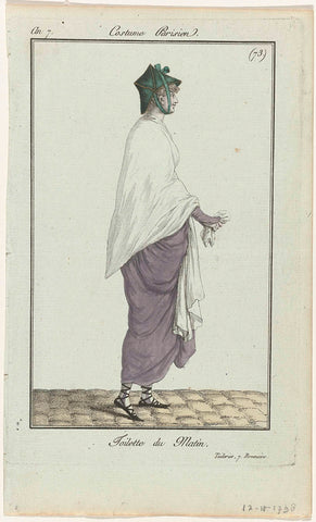 Journal des Dames et des Modes, Costume Parisien, 18 November 1798, Year 7, (73.) : Toilette du Matin., anonymous, 1798 Canvas Print