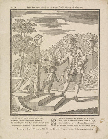 This gentleman bids his wife farewell; His son wanted to follow him, Hermanus Numan, 1761 - 1804 Canvas Print