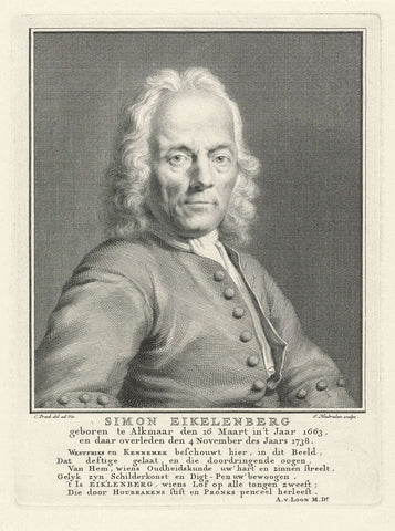 Portrait of Simon Eikelenberg, Jacob Houbraken, 1738 - 1780 Canvas Print