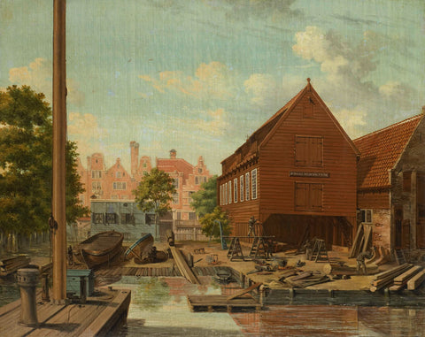 The Shipyard 'D'Hollandsche Tuin' on Bickers Eiland, Amsterdam, Pieter Godfried Bertichen, 1823 Canvas Print