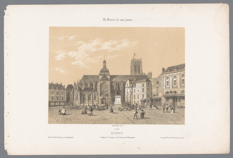 View of the Church of Saint-Jacques and the statue of Duquesne in Dieppe, Isodore-Laurent Deroy, 1861 - 1872 Canvas Print