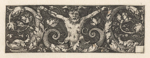 Ornament with satyr and dolphins, Monogrammist LB (Netherlands) (Netherlands) (possibly), 1525 - 1550 Canvas Print