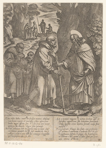 Saint Anthony receives food and tools to till the soil, Antonio Tempesta, 1598 Canvas Print