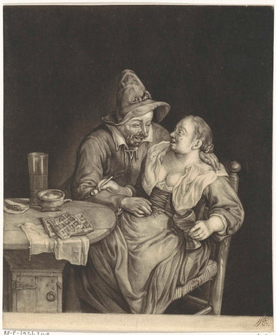 Couple in love, Cornelis Dusart, 1670 - 1704 Canvas Print