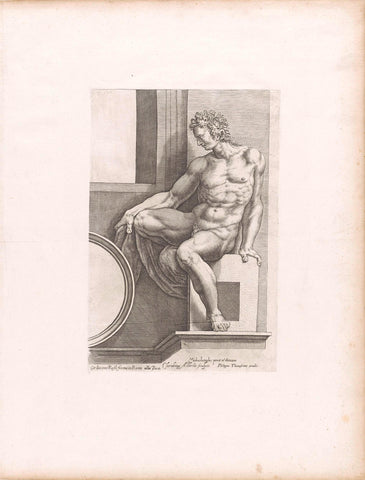 Seated nude from the Sistine Chapel, Cherubino Alberti, 1649 Canvas Print