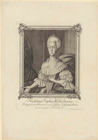 Portrait of Wilhelmina of Prussia, Christian Benjamin Glassbach, 1767- 1779 Canvas Print