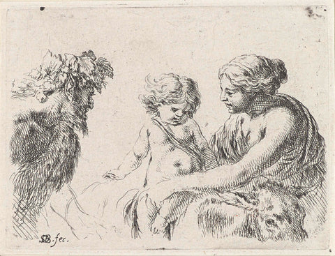 Woman with Child and Satyr, Stefano della Bella, 1620 - 1664 Canvas Print