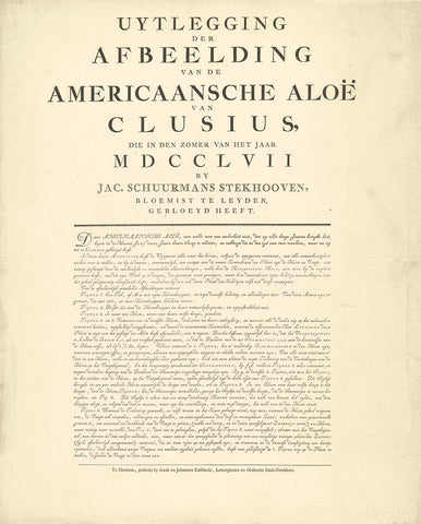 Explanation of the print of the flourishing American Aloe, 1757, Izaak Enschedé, 1757 Canvas Print