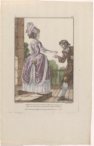 Gallery of French Fashions and Costumes, 1780, dd 196 : Polonaise vue par derrièr (...), J. Pelicier, 1780 Canvas Print