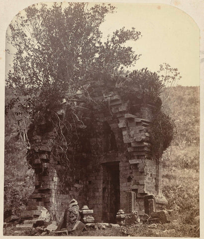 Candi Parakesit, general view of the ruined temple and the scattered sculputal and architectural reamins; the temple dissapeared in 1873. Dieng Plateau, Wonosbo district, Central Java province 8th- 9th century., Isidore Kinsbergen, 1864 Canvas Print