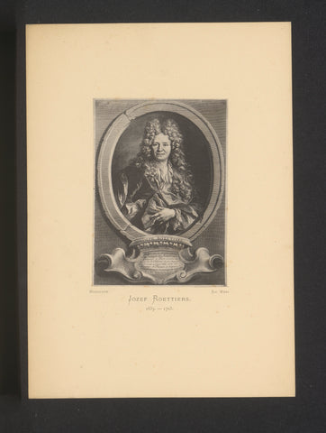 Reproduction of an engraving of a portrait of Joseph Roettiers by Cornelis Martinus Vermeulen, Joseph Maes, c. 1872 - in or before 1877 Canvas Print