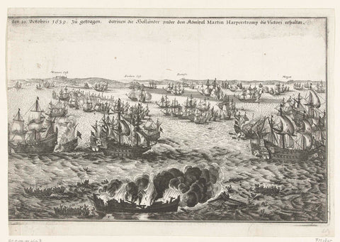 Battle of the Dunes (right plate), 1639, anonymous, 1651 - 1674 Canvas Print