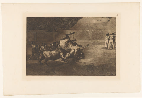 Horse topsed by a bull, Francisco de Goya, 1876 Canvas Print