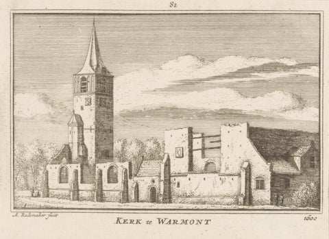 View of the church at Warmond, 1600, Abraham Rademaker, 1725 - 1803 Canvas Print