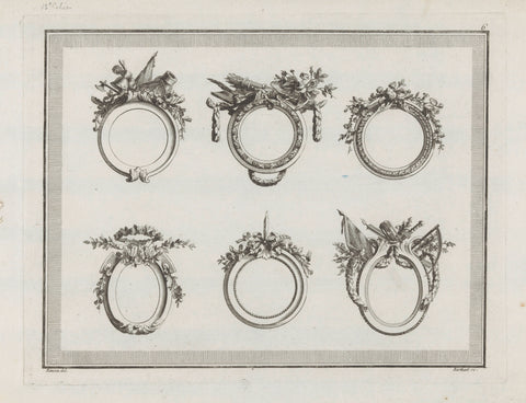 Medallions with arms and flowers, Pierre Gabriel Berthault, 1778 Canvas Print