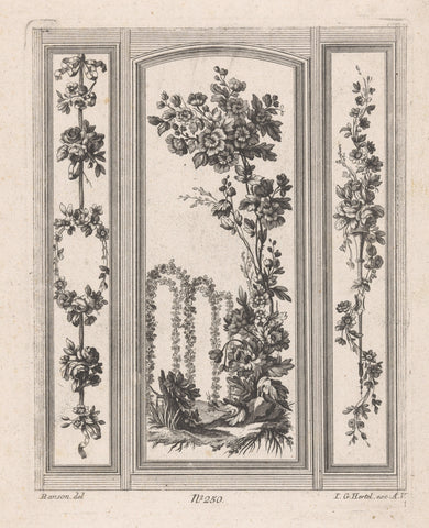 Panels with flowers, anonymous, 1746 - 1775 Canvas Print