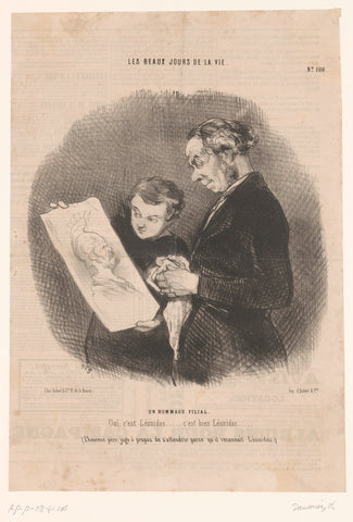 Father admires drawing of his son, Honoré Daumier, 1846 Canvas Print