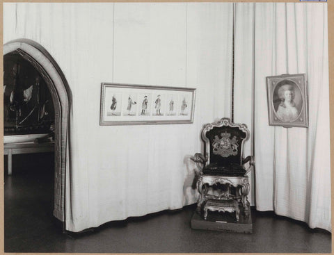 Room 115 seen to the northeast with portraits and a chair, 1963 Canvas Print