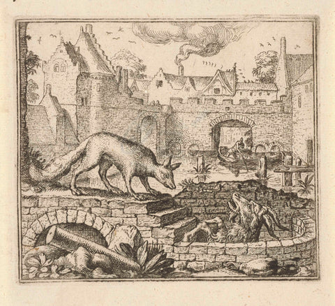 Fable of the Fox and the Goat, Aegidius Sadeler, 1608 - 1679 Canvas Print