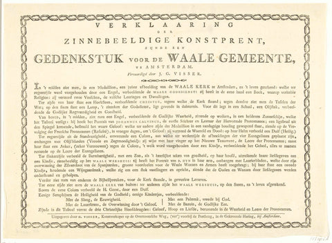 Explaining the Zinnebeeldige Konstprent being a Memorial for the Walloon Municipality, in Amsterdam, Harmanus Visser (rejected attribution), 1800 - 1821 Canvas Print