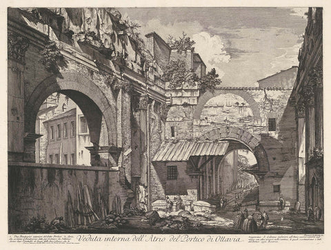 Interior of the Porticus of Octavia in Rome, Giovanni Battista Piranesi, 1748 - 1778 Canvas Print