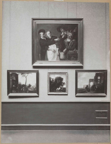 Room with paintings of the Utrecht school, including landscapes and a portrait of a company, 1928 Canvas Print