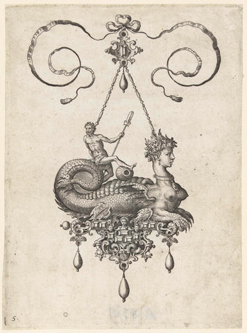 Pendant with sphinx, Adriaen Collaert, 1582 Canvas Print