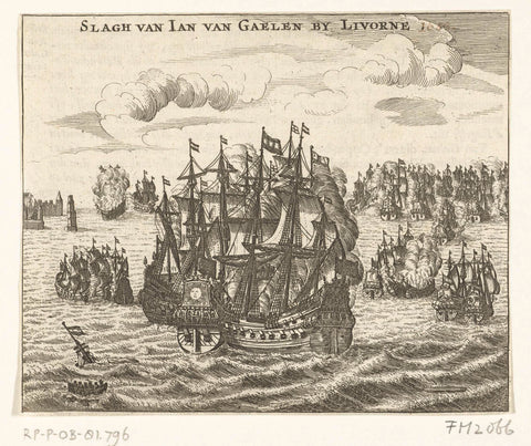 Battle of Livorno, 1653, anonymous, 1653 - 1699 Canvas Print