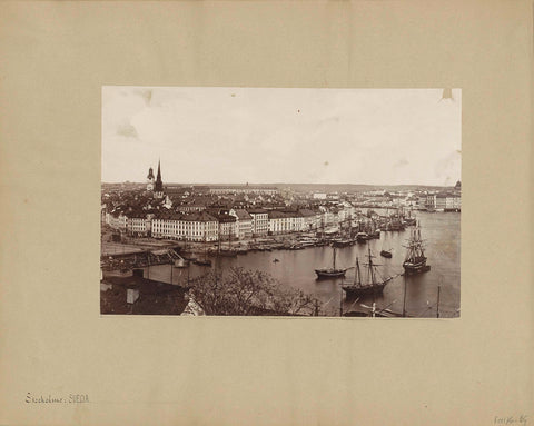 Panoramic photo of buildings and ships in the port of Stockholm, anonymous, 1850 - 1876 Canvas Print