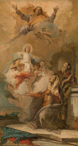 The Immaculate Conception (Joachim en Anna receiving the Virgin Mary from God the Father), Giovanni Battista Tiepolo, c. 1757 - c. 1759 Canvas Print