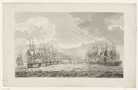 The beginning of the battle at Dogger Bank, 1781, anonymous, 1781 - 1785 Canvas Print