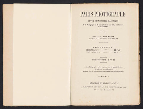 Paris-Photographe première année 1891 No 9, 1891 Canvas Print