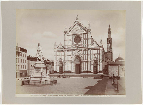 Façade of santa croce and statue of Dante, Fratelli Alinari, c. 1880 - c. 1895 Canvas Print