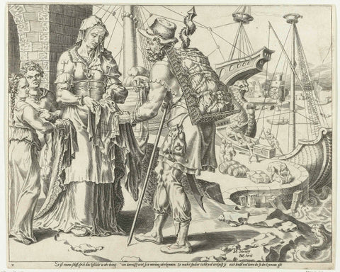 The Virtuous Woman sells her wares, Dirck Volckertsz. Coornhert, 1555 Canvas Print