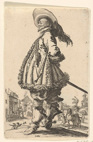 Ruiter met gepluimde hoed, op de linkerzijde gezien, Jacques Callot, 1630 - 1690 Canvas Print