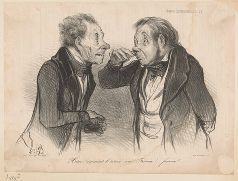 Man reviews snuff, Honoré Daumier, 1838 Canvas Print