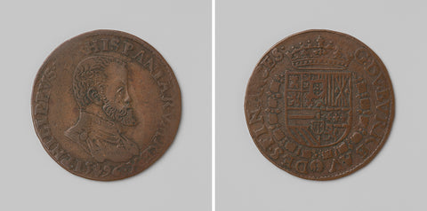 Philip II, King of Spain, calculation medal of the Council of Finance, anonymous, 1596 Canvas Print