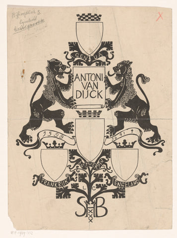 Band design for: M.C. Nieuwbarn, Antoon van Dijck: de mensch en de meester, twintig photogravures after his most famous works, 1903, Carel Adolph Lion Cachet, 1904 Canvas Print