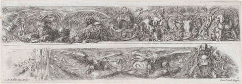 Two friezes with panthers, dogs and eagles, Stefano della Bella, 1620 - 1664 Canvas Print